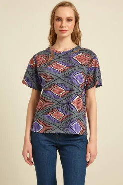 T-shirt in cotone - Viola Grigio