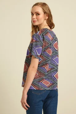 T-shirt in cotone - Viola Grigio