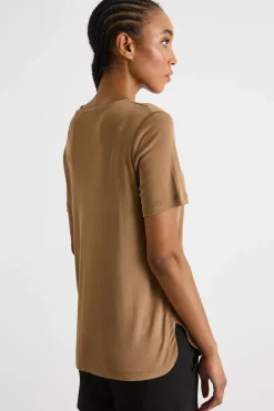 T-shirt in interlock di seta - Marrone