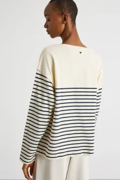 T-shirt in jersey a maniche lunghe - Bianco Blu