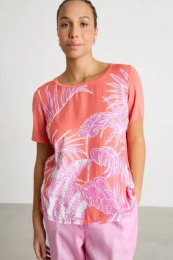 T-shirt in jersey - Arancione Rosa Bainco