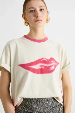 T-shirt in jersey - Avorio Rosso