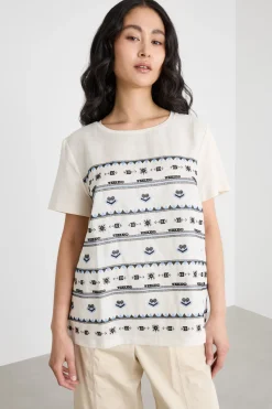 T-shirt in jersey - Bianco Nero Azzurro