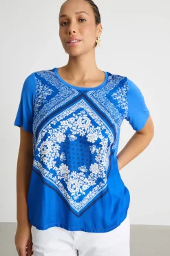 T-shirt in jersey - Blu Bianco
