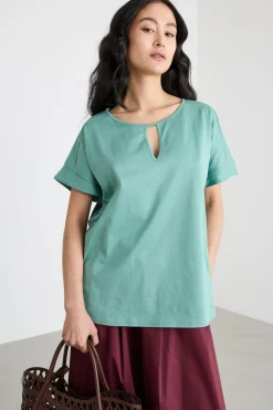 T-shirt in jersey con dettaglio cut-out - Verde