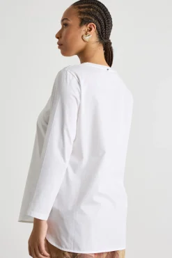T-shirt in jersey con fondo arrotondato - Bianco