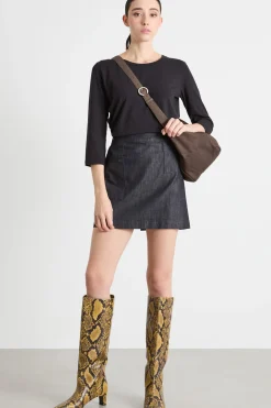 T-shirt in jersey con maniche a tre quarti - Nero