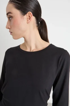 T-shirt in jersey con maniche a tre quarti - Nero