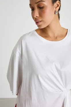T-shirt in jersey con motivo arricciato - Bianco
