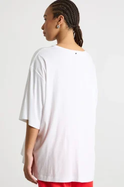 T-shirt in jersey con motivo arricciato - Bianco