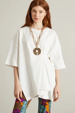 T-shirt in jersey con pieghe - Bianco
