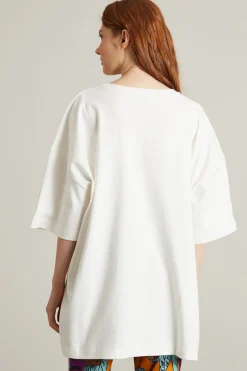 T-shirt in jersey con pieghe - Bianco