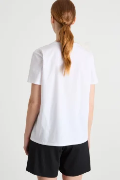 T-shirt in jersey con ricamo - Bianco