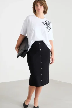 T-shirt in jersey con ricamo - Bianco