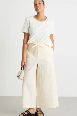 T-shirt in jersey con ricamo e stampa - Bianco
