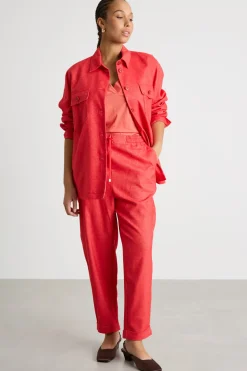 T-shirt in jersey con scollo a V - Arancione