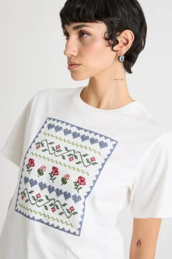 T-shirt in jersey con stampa - Bianco