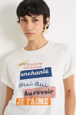 T-shirt in jersey con stampa - Bianco