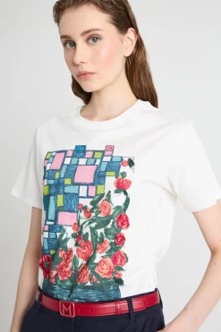 T-shirt in jersey con stampa - Bianco