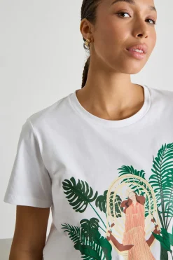 T-shirt in jersey con stampa - Bianco