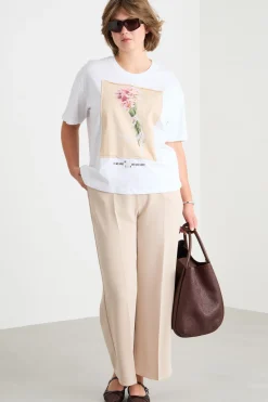 T-shirt in jersey con stampa - Bianco
