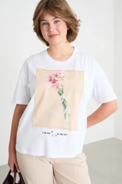 T-shirt in jersey con stampa - Bianco