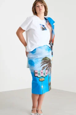 T-shirt in jersey con stampa - Bianco