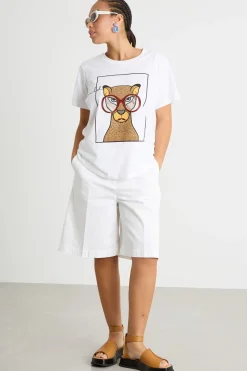 T-shirt in jersey con stampa - Bianco