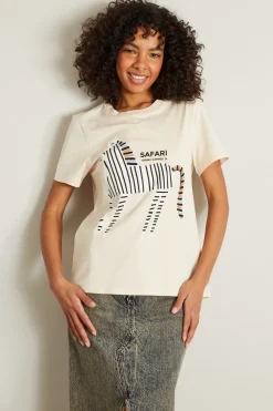T-shirt in jersey con stampa - Bianco