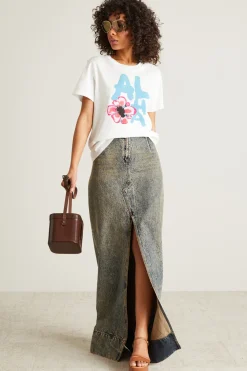 T-shirt in jersey con stampa - Bianco Azzurro