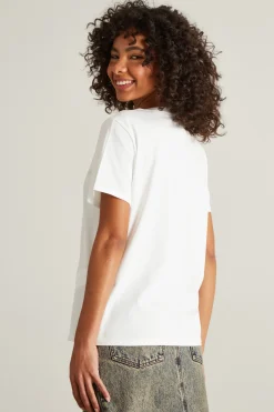T-shirt in jersey con stampa - Bianco Azzurro