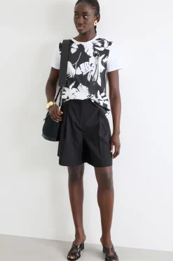 T-shirt in jersey con stampa - Bianco Nero