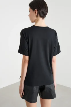 T-shirt in jersey con stampa - Nero