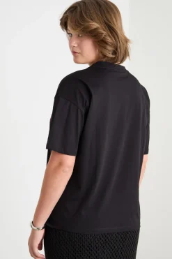 T-shirt in jersey con stampa - Nero