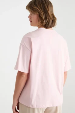 T-shirt in jersey con stampa - Rosa