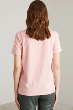T-shirt in jersey con stampa - Rosa Rosso