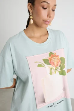 T-shirt in jersey con stampa - Verde