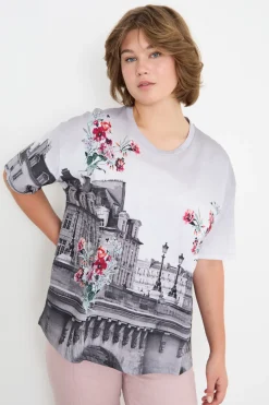 T-shirt in jersey con stampa - White