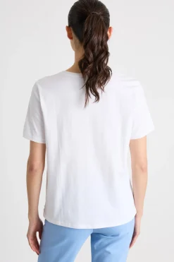T-shirt in jersey con strass - Bianco