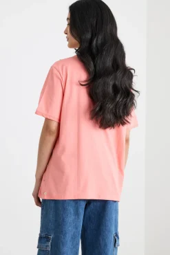 T-shirt in jersey con strass - Rosa