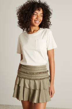 T-shirt in jersey con taschino - Bianco