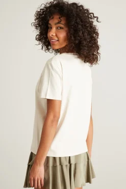 T-shirt in jersey con taschino - Bianco