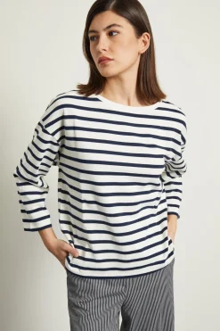 T-shirt in jersey di cotone - Bianco Blu