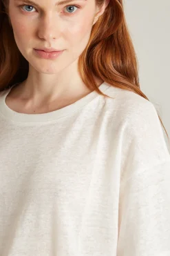 T-shirt in jersey di lino - Bianco