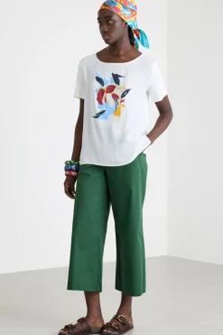 T-shirt in jersey e crepe de chine - Bianco