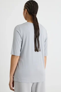 T-shirt in jersey e raso - Grigio