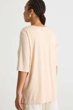T-shirt in jersey e raso - Rosa