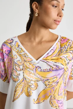 T-shirt in jersey e twill - Bianco