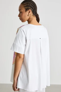 T-shirt in jersey e twill - Bianco