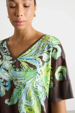 T-shirt in jersey e twill - Marrone